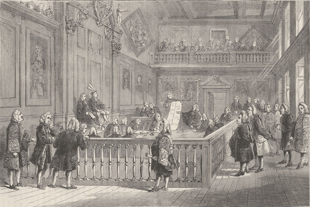 HERALDS' COLLEGE. The last heraldic Court. London c1880 old antique print